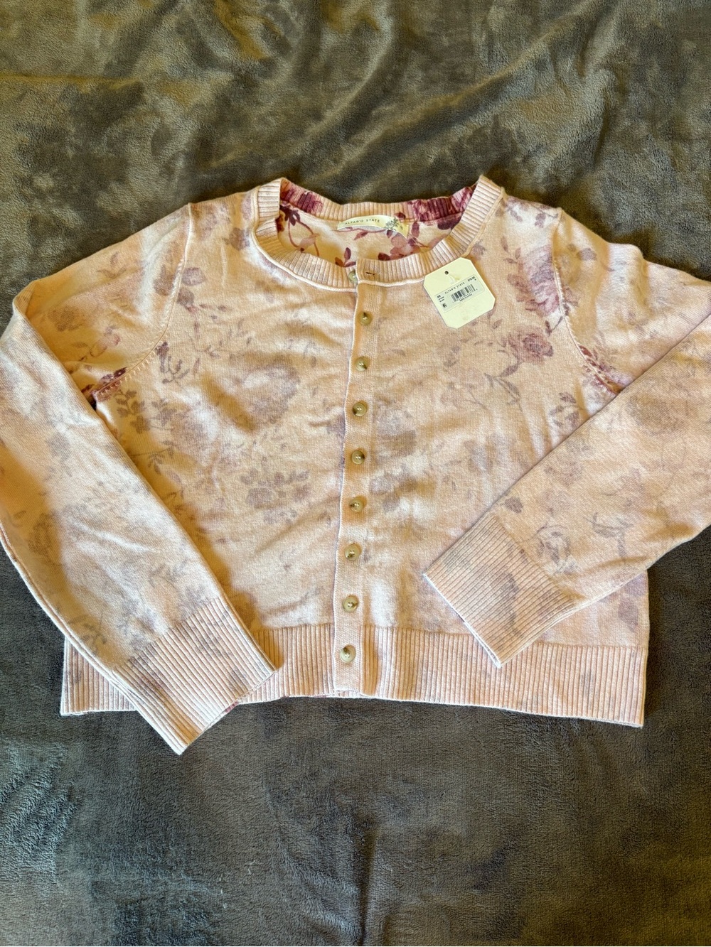 Altar’d State Cottagecore Floral Print Cardigan MEDIUM Crewneck soft pink